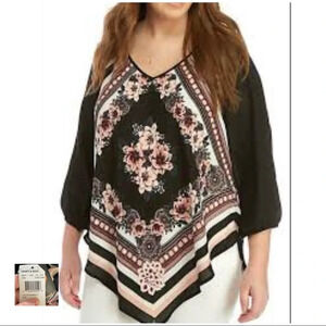 HEARTSOUL NWT Black Misty Sheer Floral Scarf Blouse y2k